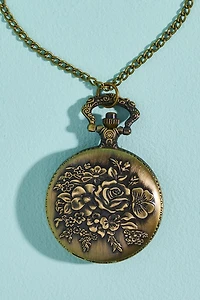 Buy Bronze Antique Floral Pocket Watch Necklace Online at Earthbound Trading