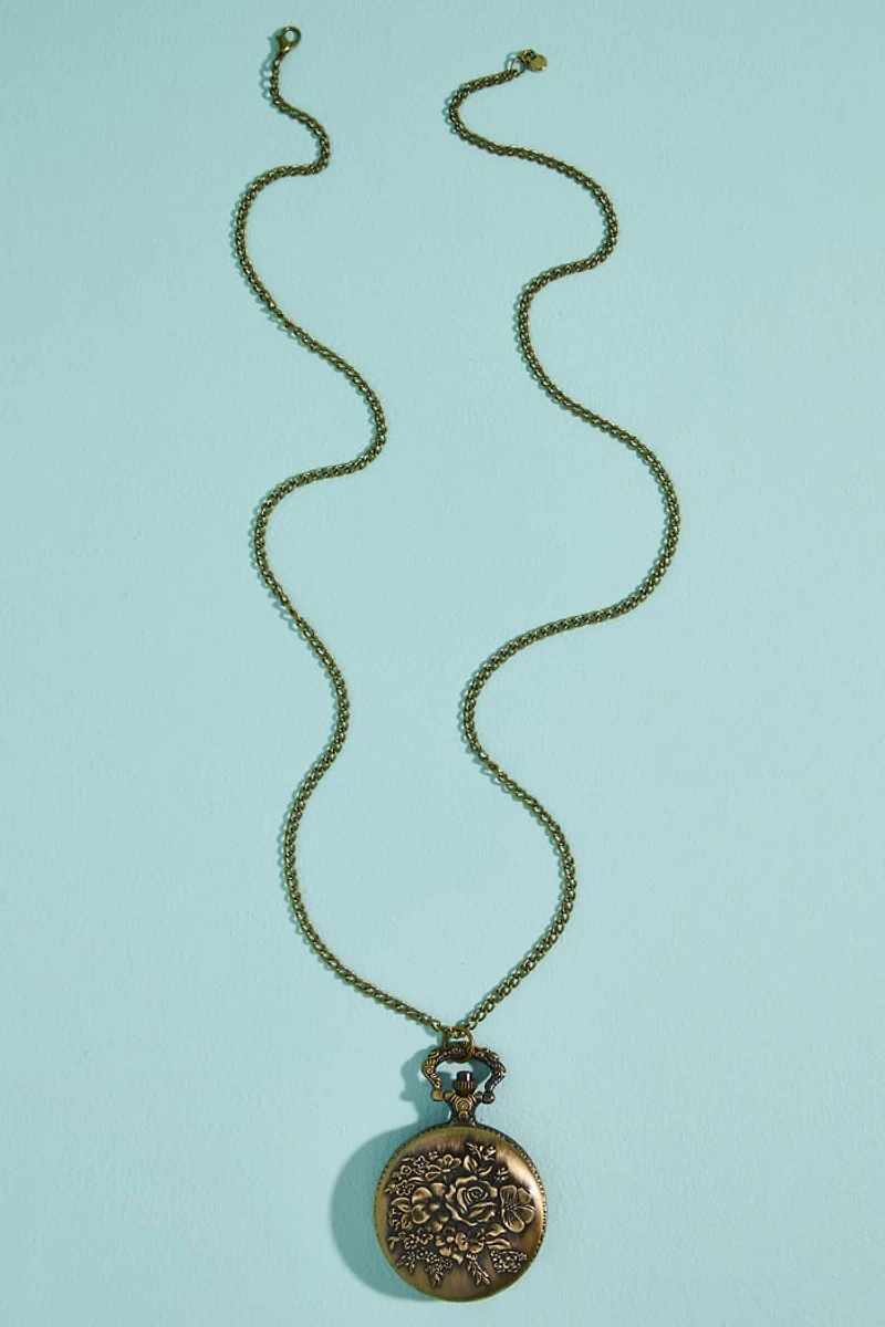 Buy Bronze Antique Floral Pocket Watch Necklace Online at Earthbound Trading