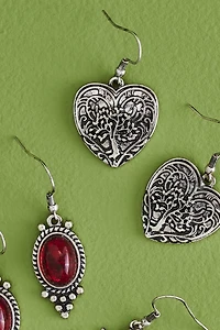 Buy Antique Silver Heart Earring Set Online at Earthbound Trading