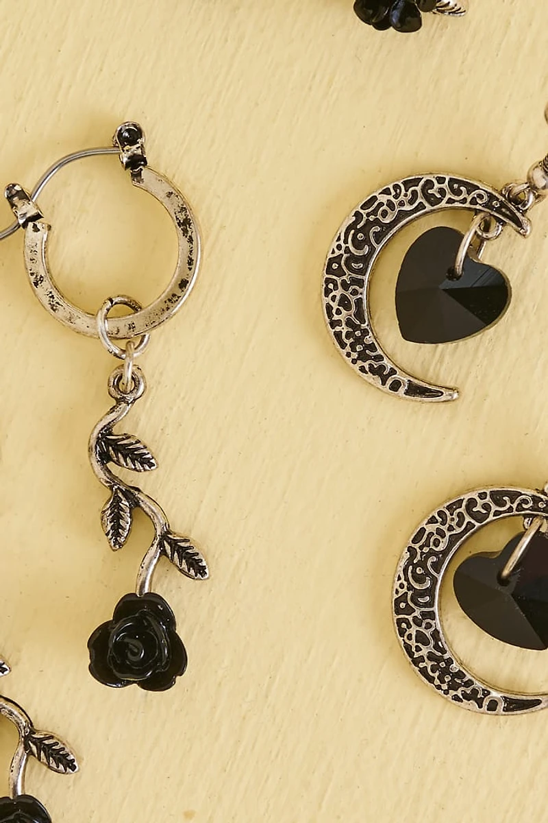 Buy Black Moonlit Rose Earring Set Online at Earthbound Trading