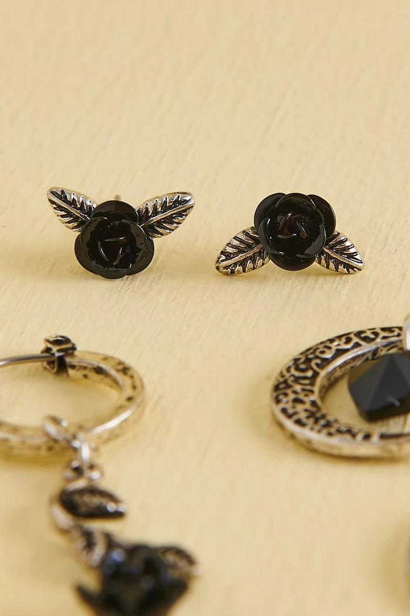Buy Black Moonlit Rose Earring Set Online at Earthbound Trading