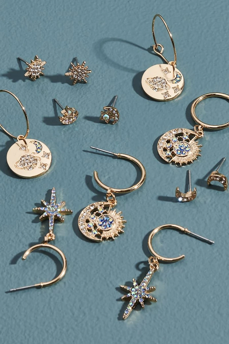 Buy Gold Sparkle Stone Celestial Earring Set Online at Earthbound Trading