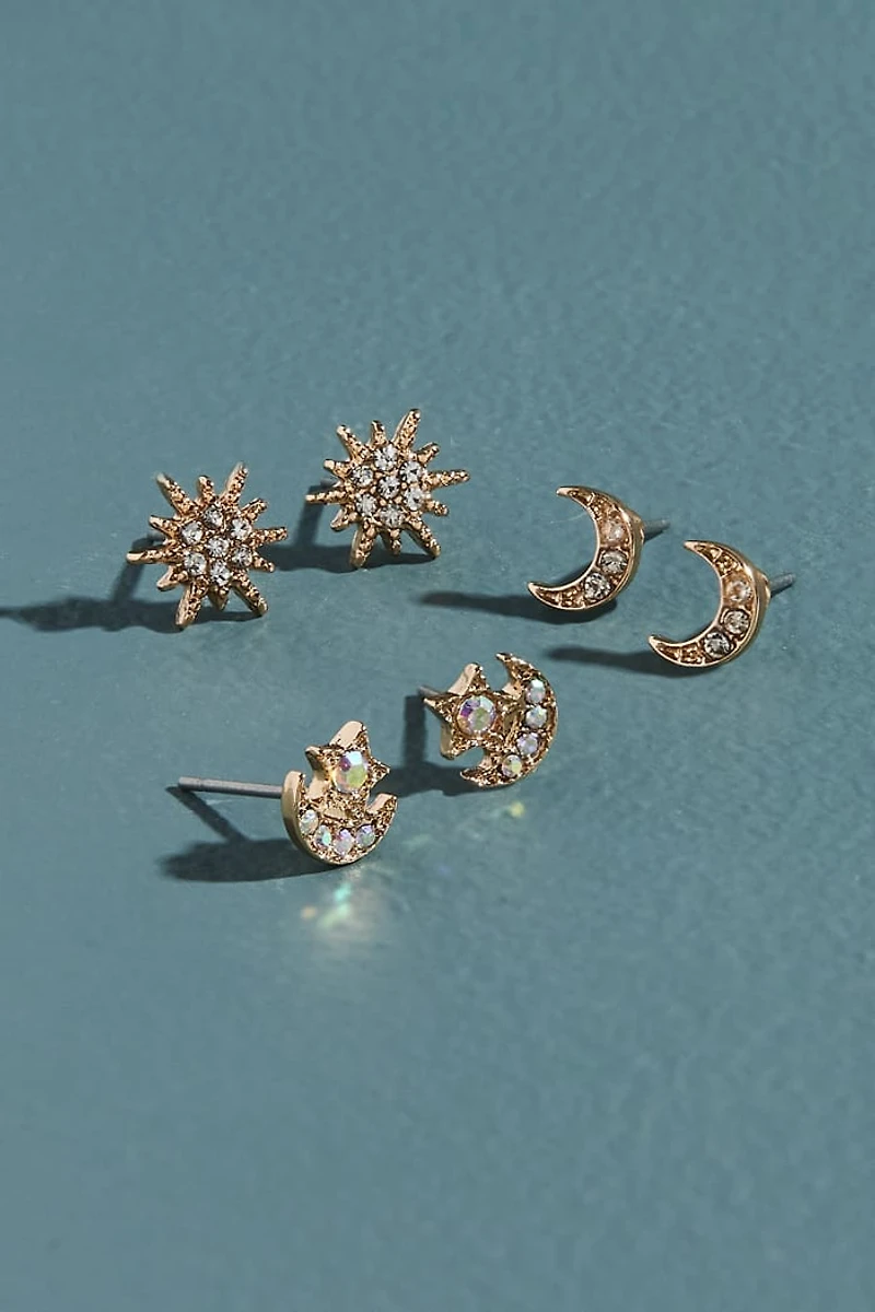 Buy Gold Sparkle Stone Celestial Earring Set Online at Earthbound Trading