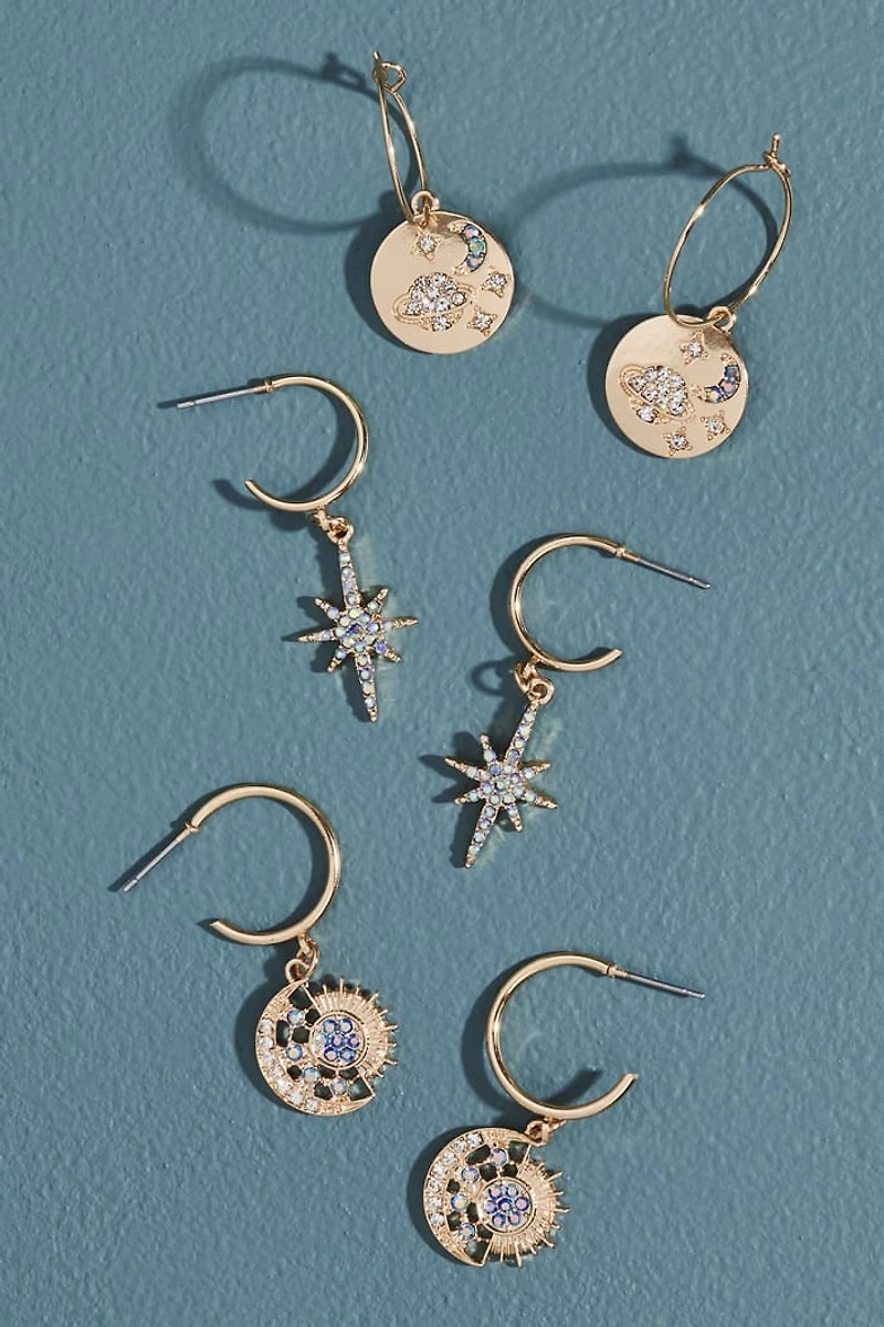 Buy Gold Sparkle Stone Celestial Earring Set Online at Earthbound Trading