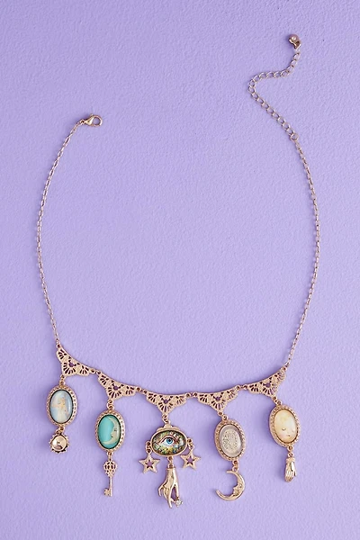 Vintage Cameo Moon Charm Necklace