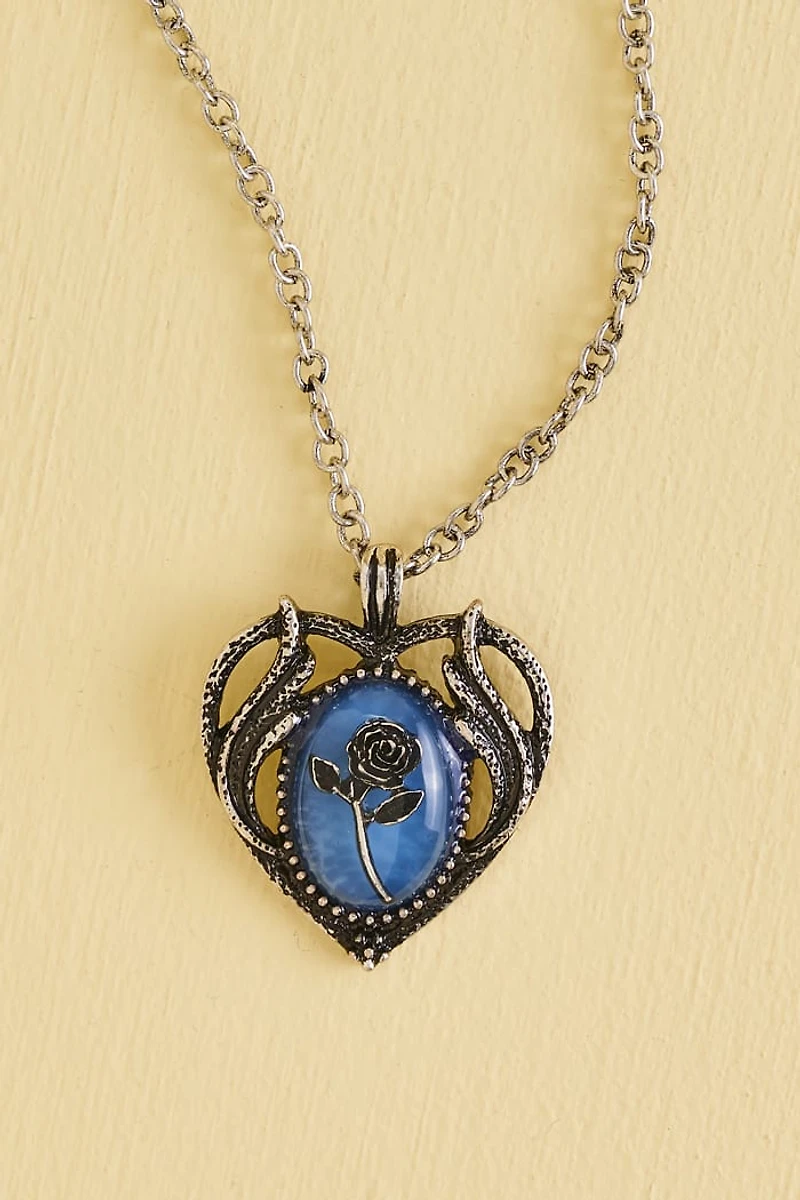 Buy Rose Blue Faux Stone Heart Necklace Online at Earthbound Trading