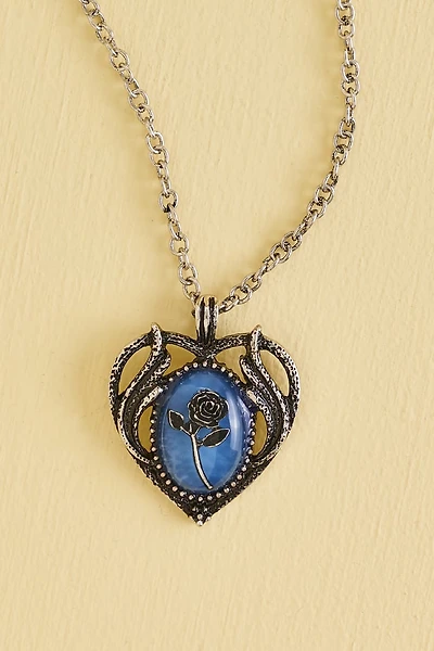Rose Blue Faux Stone Heart Necklace