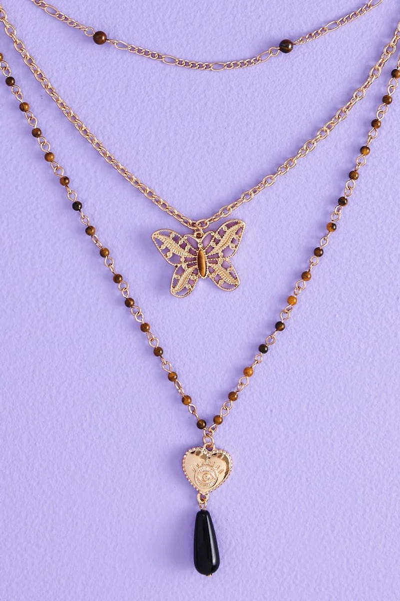Buy Mystic Heart Faux Stone Butterfly Layered Necklace  Online at Earthbound Trading
