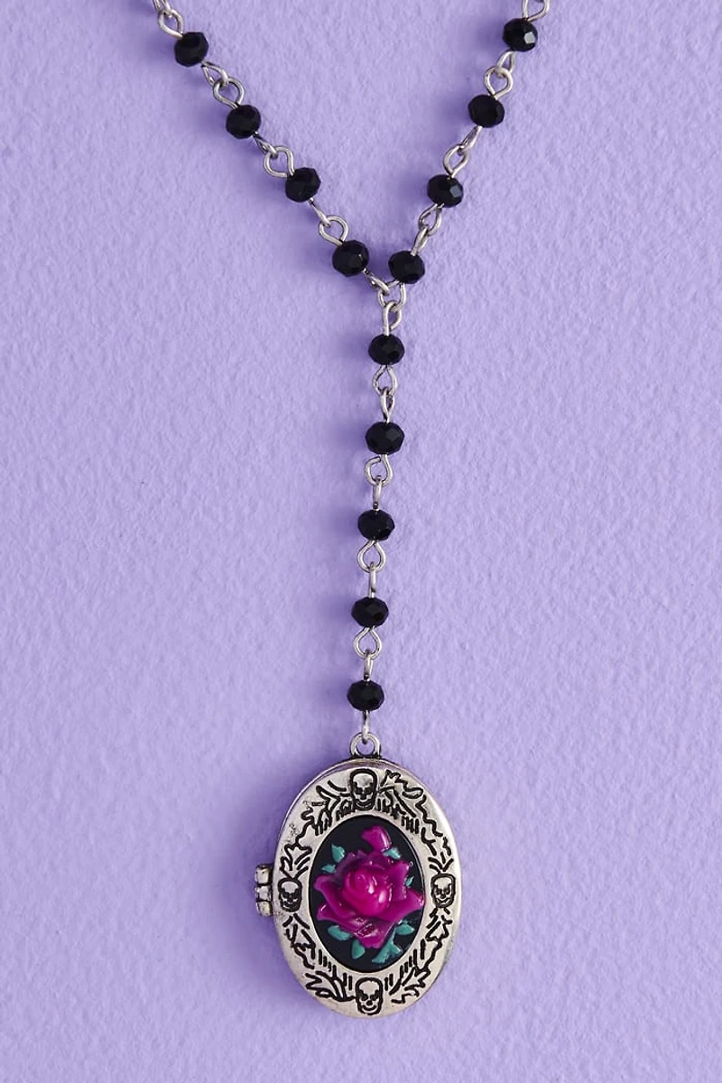 Buy Pink Rose Beaded Locket Lariat Necklace Online at Earthbound Trading