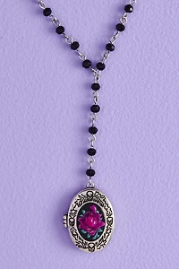 Buy Pink Rose Beaded Locket Lariat Necklace Online at Earthbound Trading