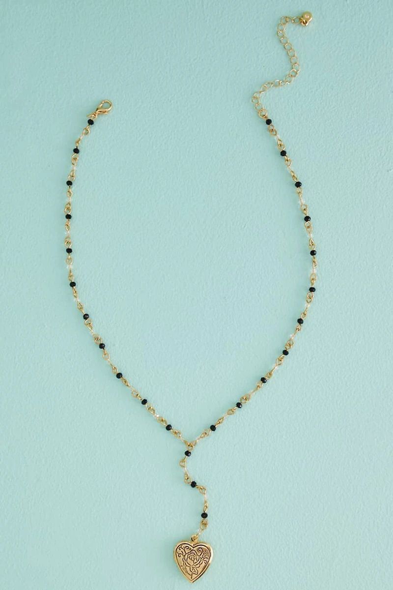 Buy Gold Rose Heart Locket Lariat Necklace  Online at Earthbound Trading