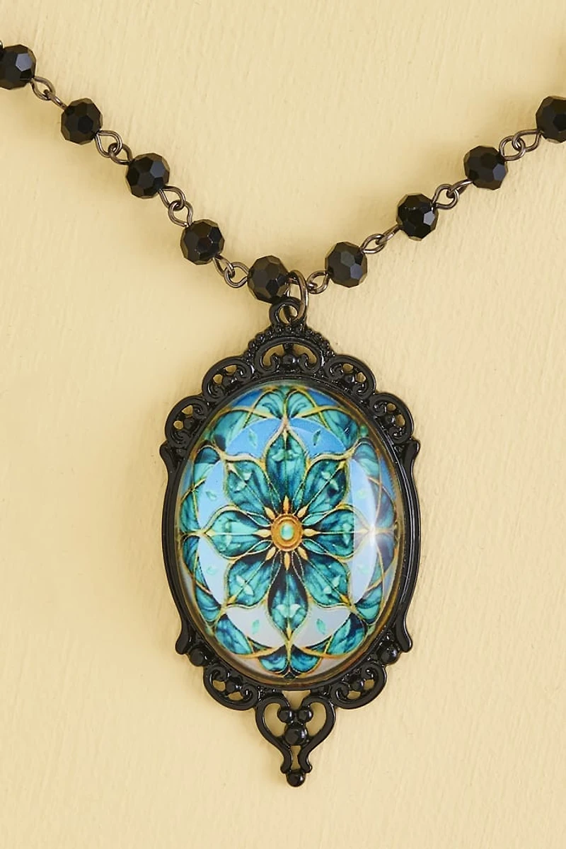 Buy Gothic Blue Mandala Beaded Necklace Online at Earthbound Trading