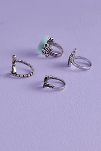 Beetle Faux Stone Ring Set