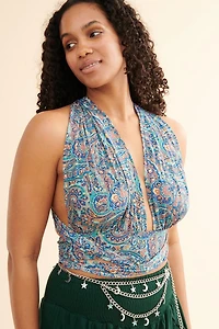 Buy Blue Paisley Sari Halter Wrap Top Online at Earthbound Trading