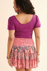 Buy Pink Sari Assorted Patchwork Convertible Skirt Online at Earthbound Trading