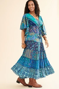 Buy Blue Tone Assorted Sari Maxi Dress Online at Earthbound Trading