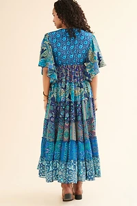 Buy Blue Tone Assorted Sari Maxi Dress Online at Earthbound Trading
