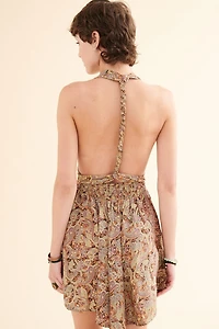 Buy Sage Paisley Sari Halter Mini Dress Online at Earthbound Trading