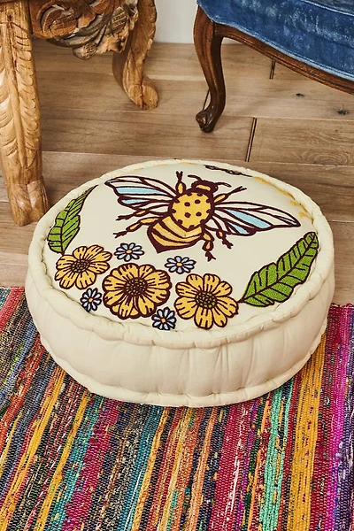 Sunflower Honeybee Meditation Pouf