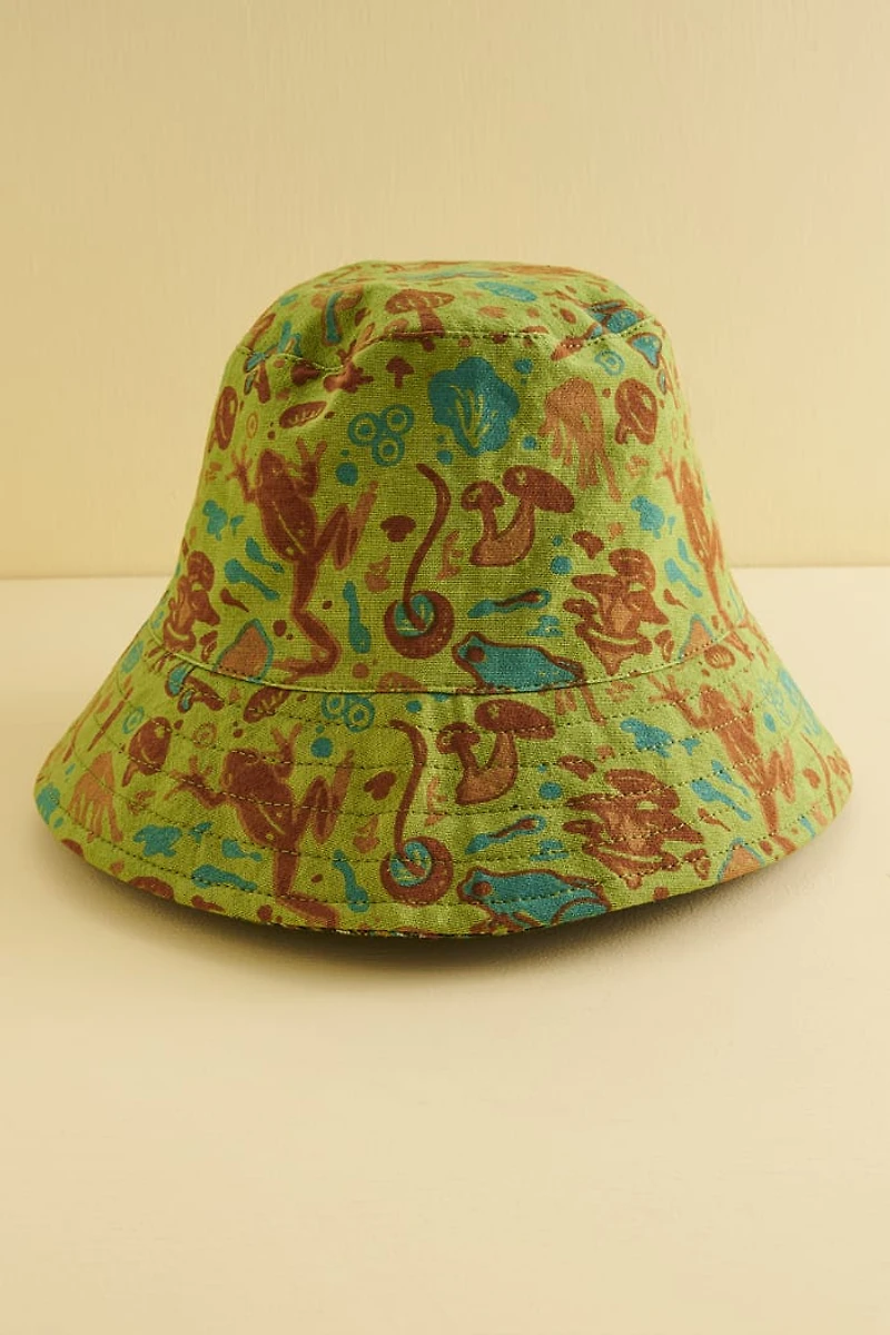 Get Green Frog Mushroom Bucket Hat - boho Hippie Festival Wear