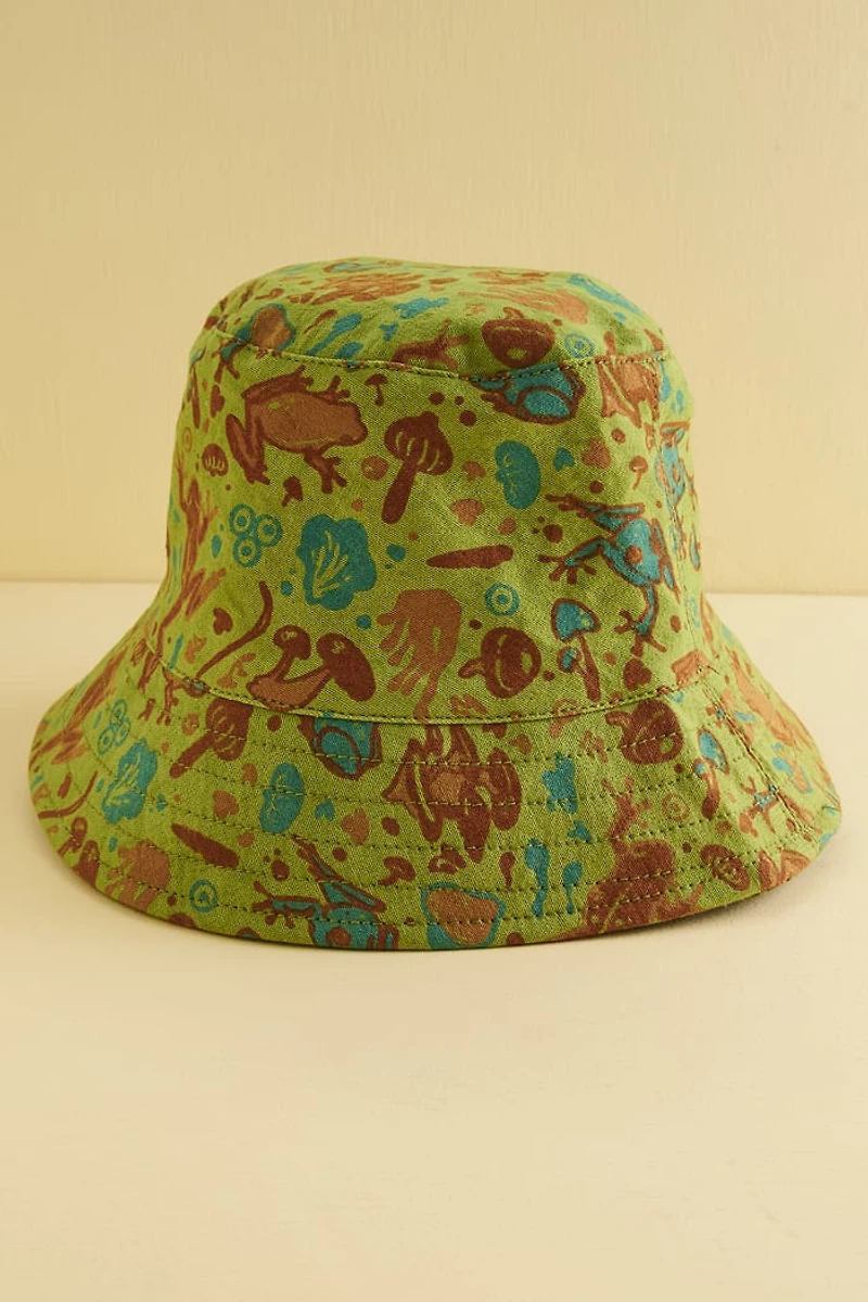 Get Green Frog Mushroom Bucket Hat - boho Hippie Festival Wear