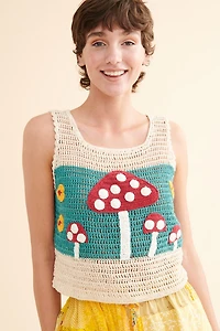 Buy Mushroom Striped Crochet Tank Online at Earthbound Trading