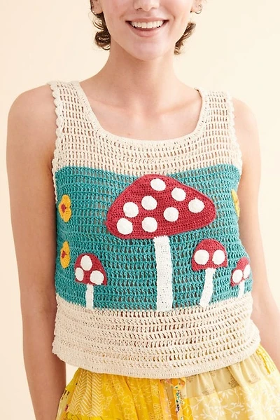 Mushroom Striped Crochet Tank