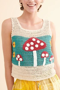 Mushroom Striped Crochet Tank