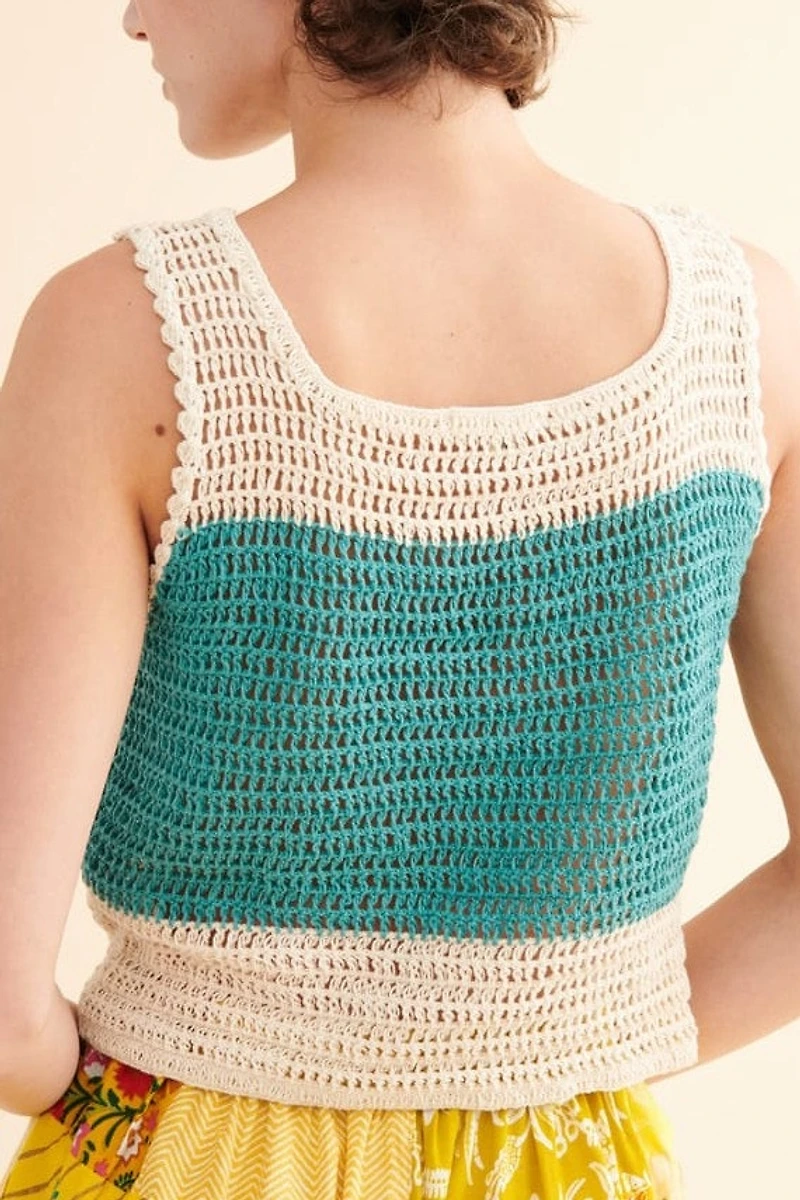 Mushroom Striped Crochet Tank