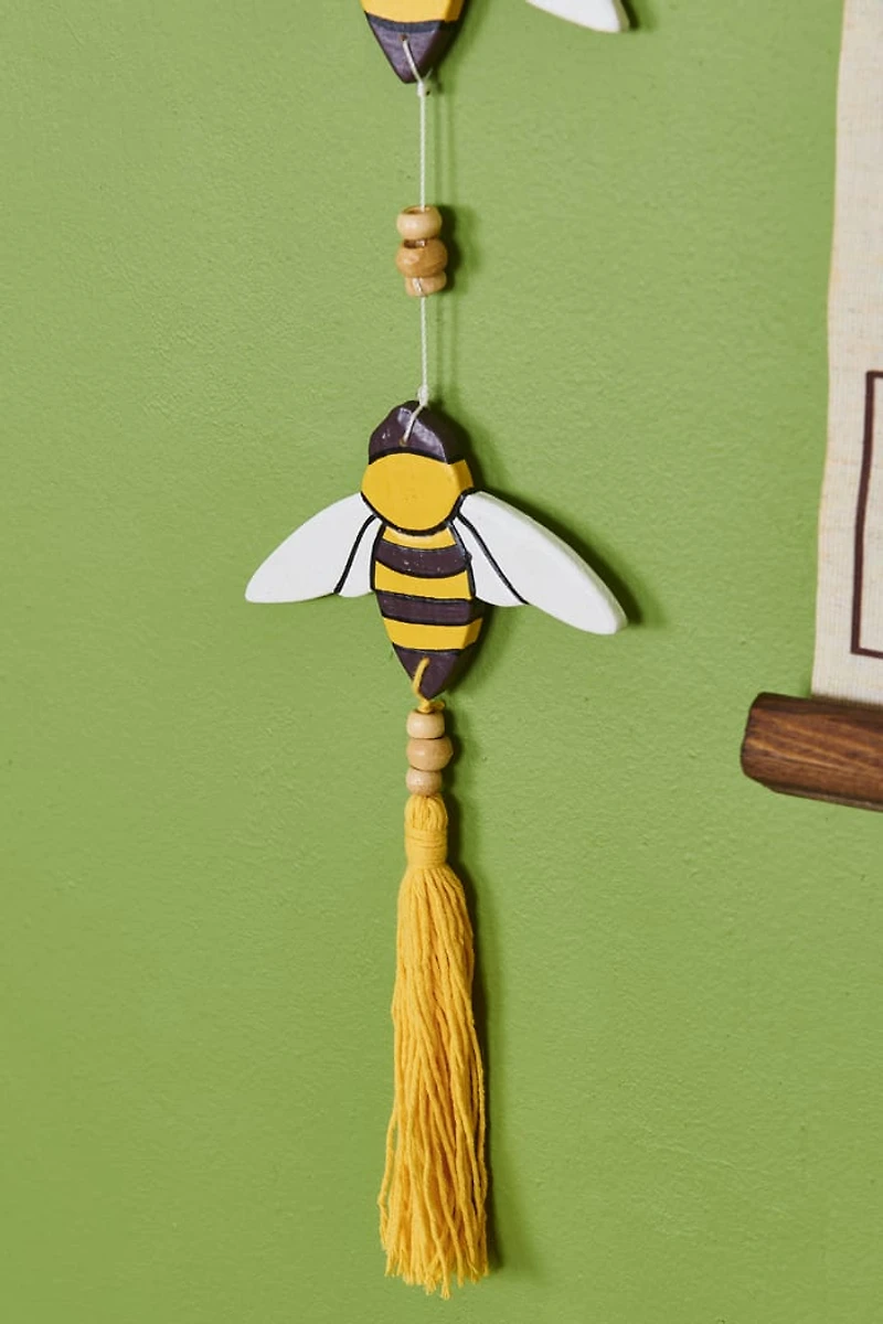 Bumble Bee Wooden Tassel Mobile
