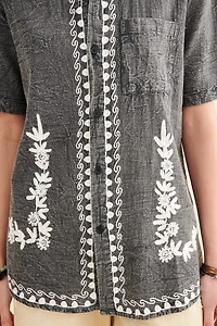 Buy Stone Grey Embroidered Camp Shirt Online at Earthbound Trading