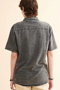 Buy Stone Grey Embroidered Camp Shirt Online at Earthbound Trading