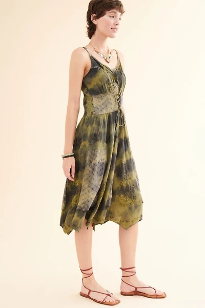Discover the Magic of Green Tie Dye Embroidered Fairy Dress - Buy Today