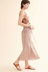 Buy Brown Embroidered Cropped Gaucho Pants Online at Earthbound Trading