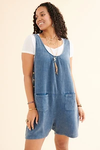 Gauze Pocket Tank Romper