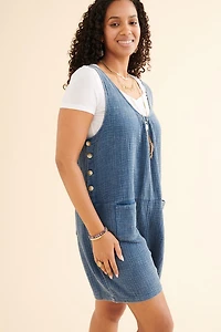 Gauze Pocket Tank Romper