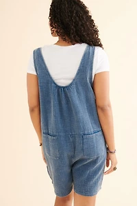 Gauze Pocket Tank Romper