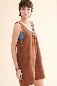 Buy Brown Gauze Pocket Tank Romper Online at Earthbound Trading