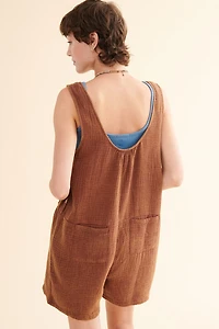 Buy Brown Gauze Pocket Tank Romper Online at Earthbound Trading