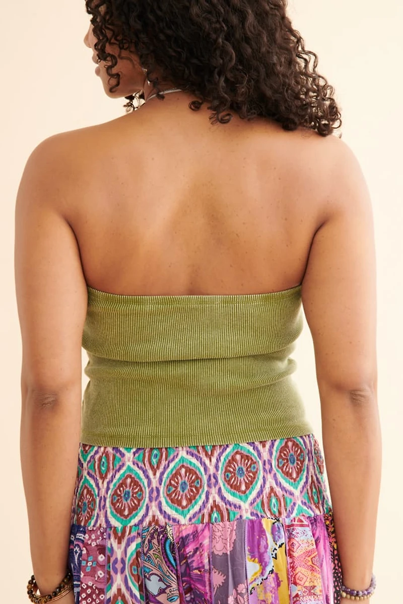 Buy Green Stone Wash Ribbed Tube Top Online at Earthbound Trading