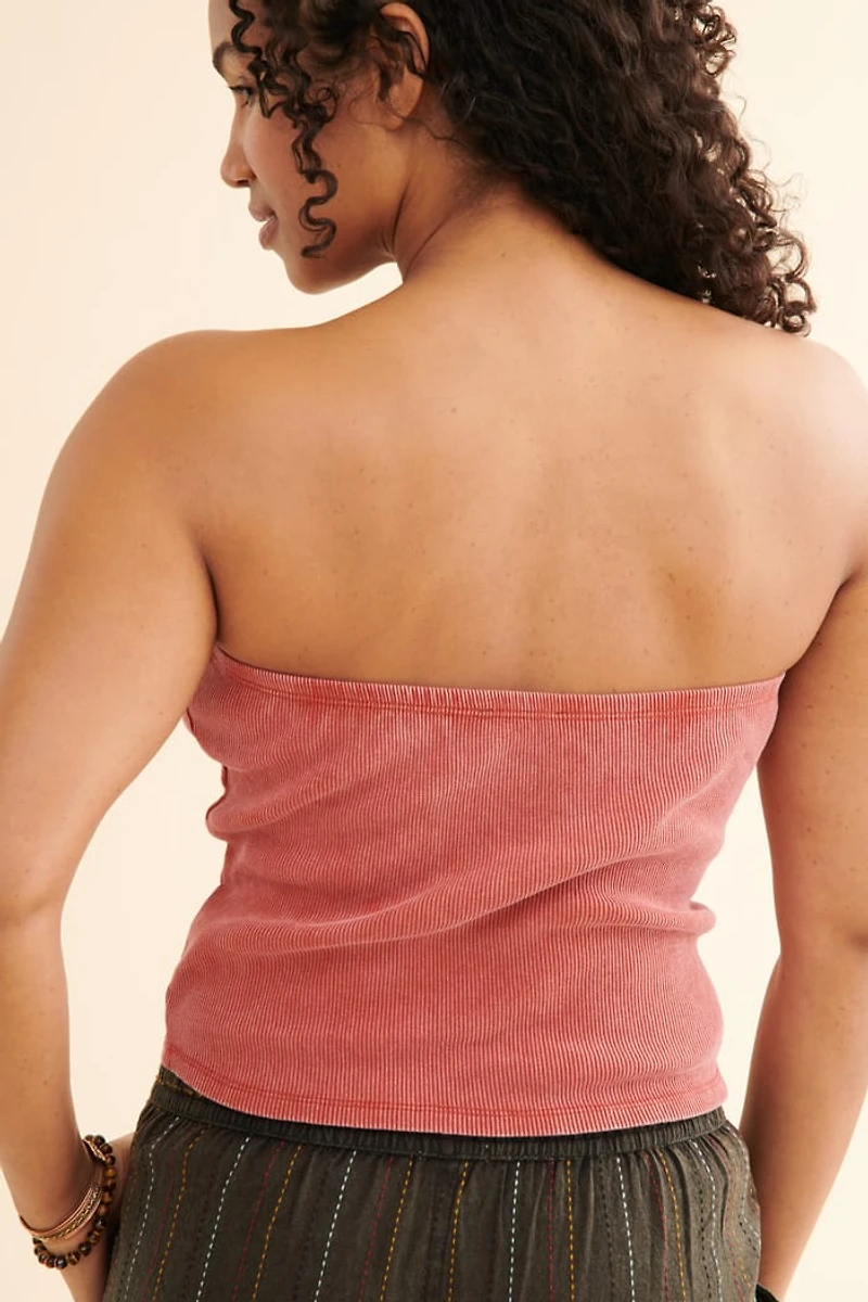 Buy Red Stone Wash Ribbed Tube Top Online at Earthbound Trading