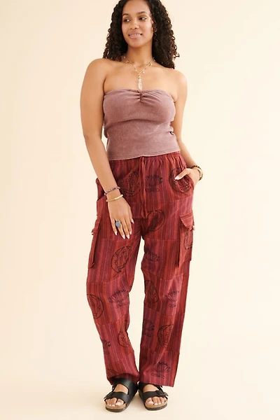 Red Striped Stamp Cargo Pants unsixex fit