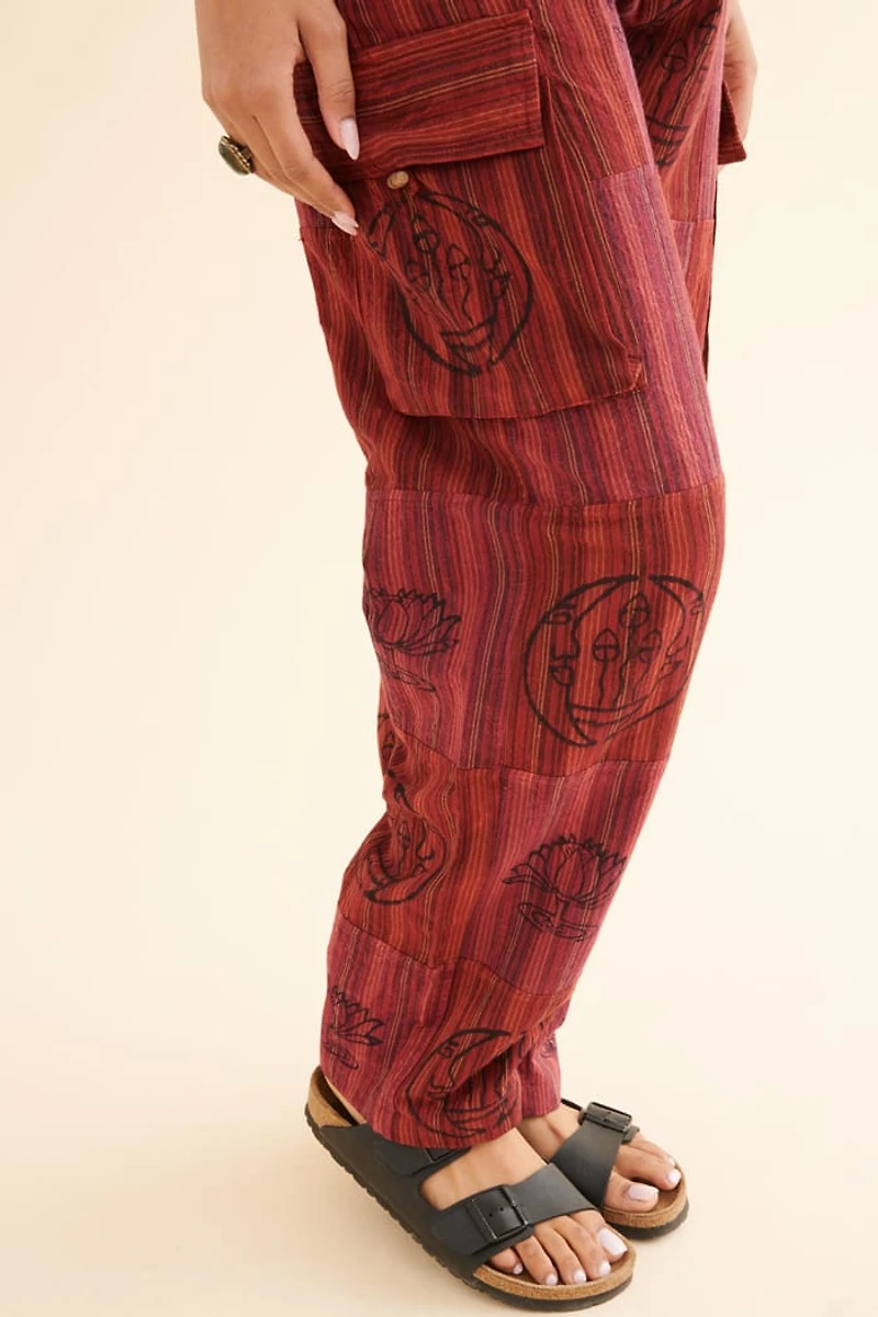 Red Striped Stamp Cargo Pants unsixex fit