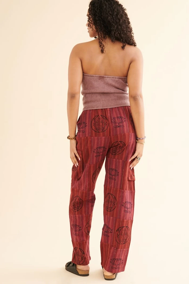 Red Striped Stamp Cargo Pants unsixex fit
