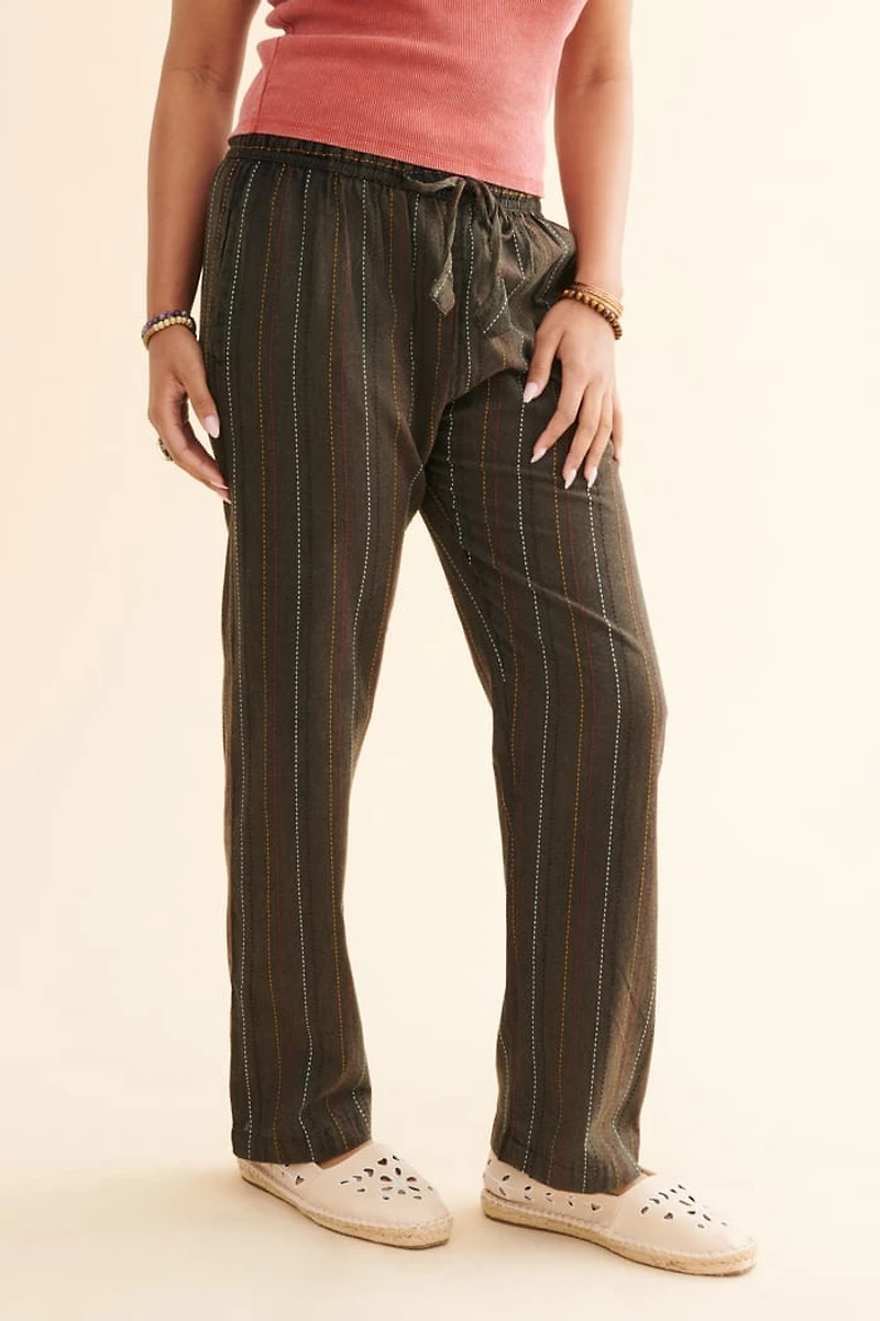Get Rainbow Striped Wide Leg Pants - boho Hippie Festival Wear