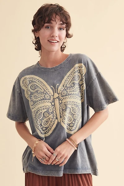 Buy Grey Free Spirit Butterfly T-Shirt Online at Earthbound Trading