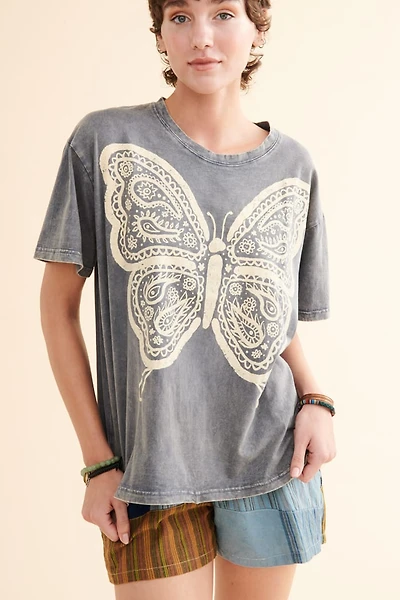 Grey Free Spirit Butterfly T-Shirt