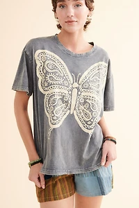 Grey Free Spirit Butterfly T-Shirt