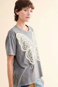 Grey Free Spirit Butterfly T-Shirt