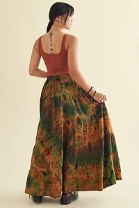 Buy Forest Tie Dye Tiered Maxi Skirt Online from Earthbound